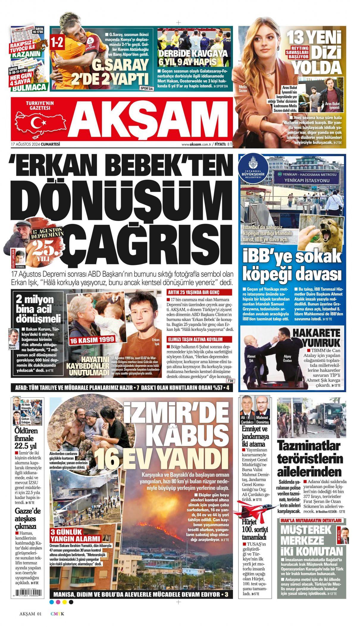 Akşam Gazetesi İlk Sayfası