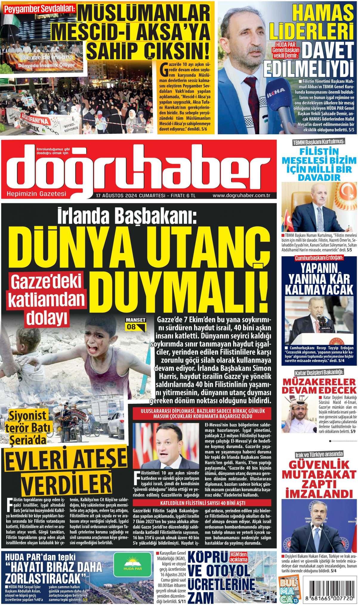 Doğru Haber Gazetesi İlk Sayfası