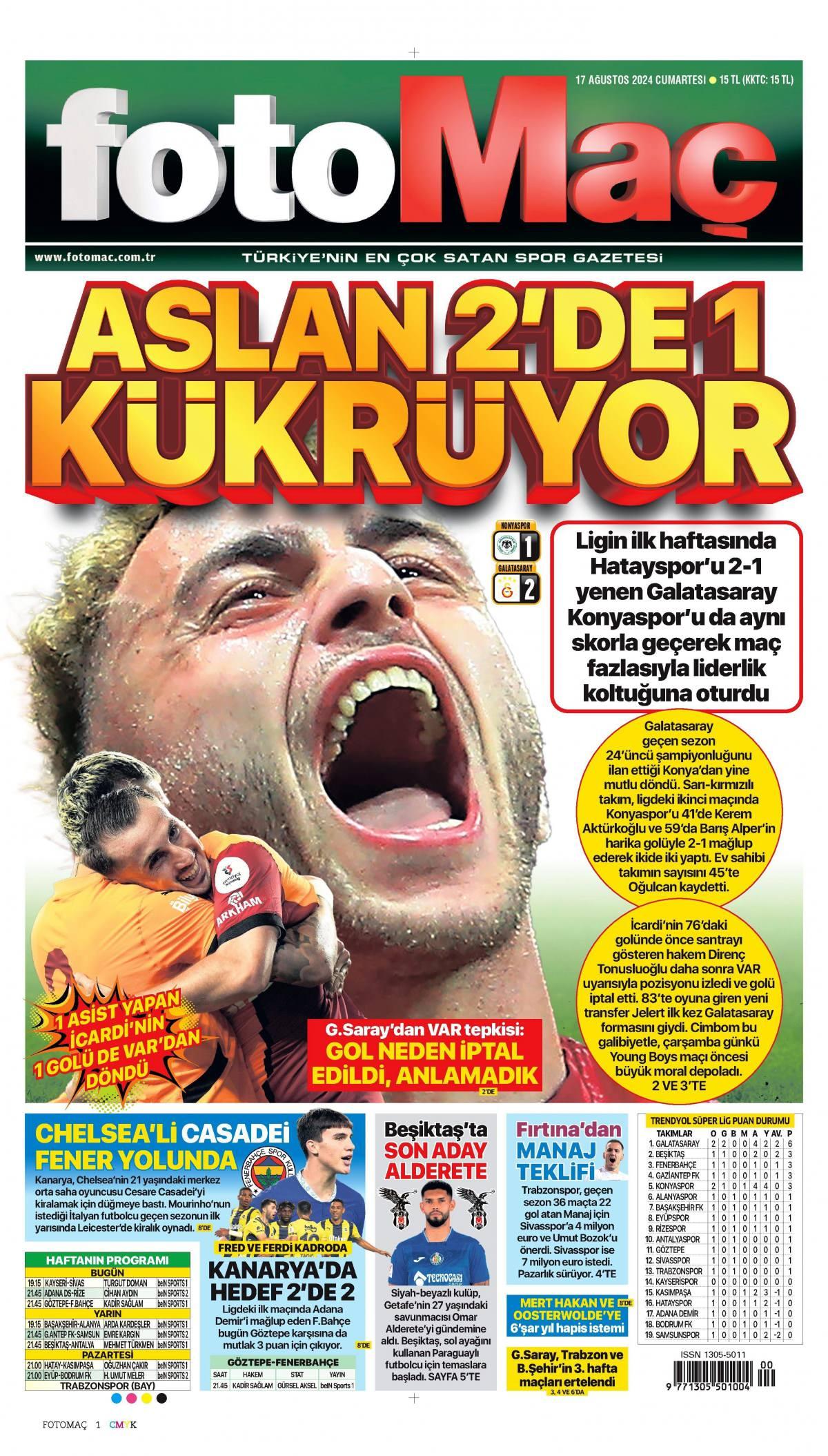 Fotomaç Gazetesi İlk Sayfası