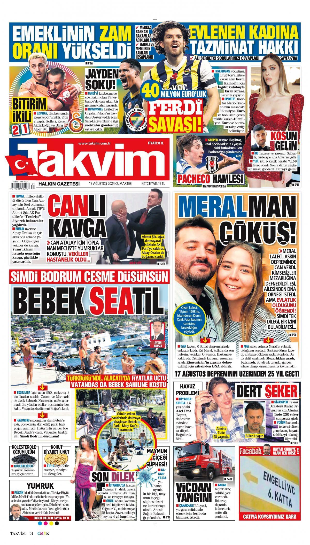 Takvim Gazetesi İlk Sayfası