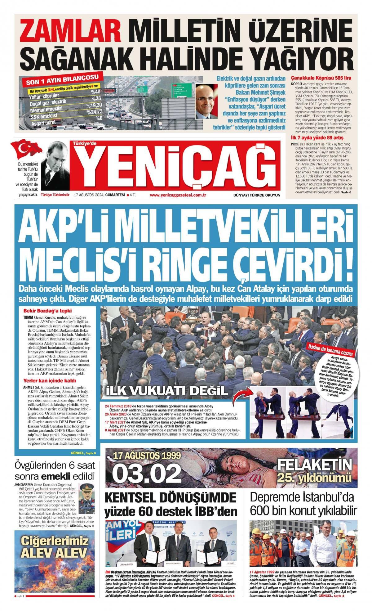 Yeni Çağ Gazetesi İlk Sayfası